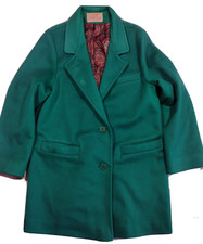 Vtg Jennifer Chase Pea Coat Womens Large Green Wool Made In Usa 70s 80s T1
