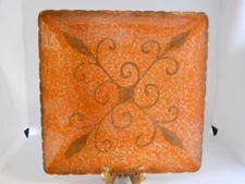 Clay Art Toscana Hand Painted Stone Lite Square Plate 8.75" W