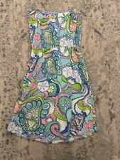 Lilly Pulitzer XS WINDSOR Strapless Jersey Dress Multi Conch Republic Pima