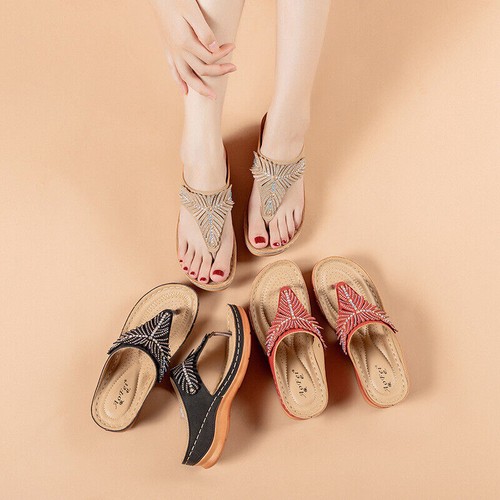 Summer Ladies Rhinestone Sandals Women's Heel Platform Flip Flop Thong Slippers - Bild 4 von 15