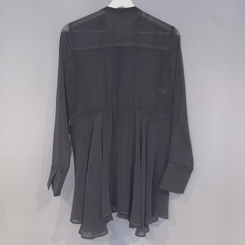 Blusa de gasa gris humo dobladillo acanalado con deslizamiento terciopelo como nuevo PVP £79 talla 12 - Imagen 5 de 5