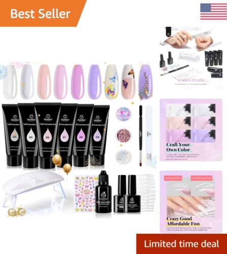 Poly Nail Extension Gel Kit - Clear White Pink Nude Builder Gel - DIY Salon Home