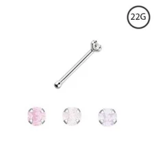 925 Sterling Silver Nose Bone Ring Small Tiny Micro Sized 1mm CZ 22 Gauge 22G