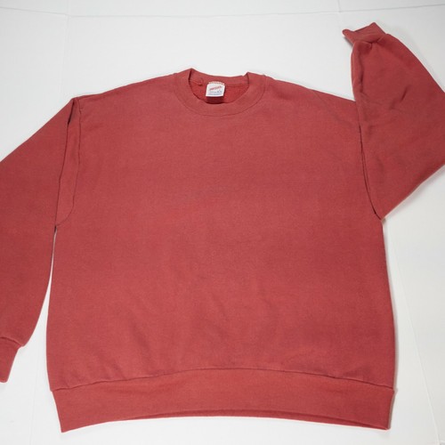 Felpa pullover vintage Jerzees da uomo grande rosso bianco all'aperto USA