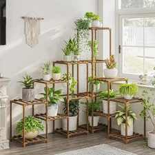 Bamworld Plant Stand Indoor Corner Plant Shelf Outdoor Flower Shelves
