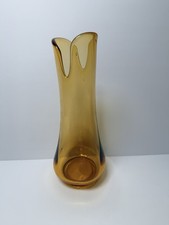 L.E. Smith Amber Smoothie Swung Vase 12.875  Tall