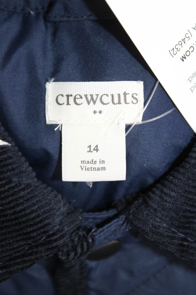 Crewcuts 男孩绗缝领纽扣前长袖夹克海军蓝 14 码 — 第 4/4 张图片