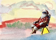 Santa Christmas - Original ACEO Art Collage Mixed Media Surrealism