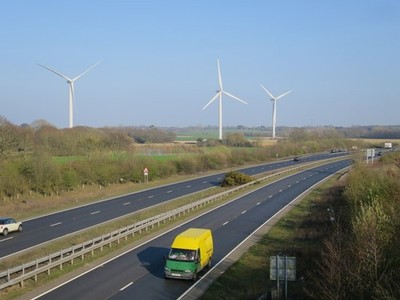 Photo 12x8 Polegate Bypass and Shepham Windfarm Dittons  c2017