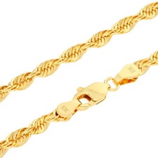 10K Yellow Gold 3.5mm Rope Chain Laser Diamond Cut Necklace Mens Womens 16"- 30"