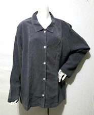 J. Jill XL Jacket Button Up Collar Linen Blend Drapey Gray Casual Work Acadamia