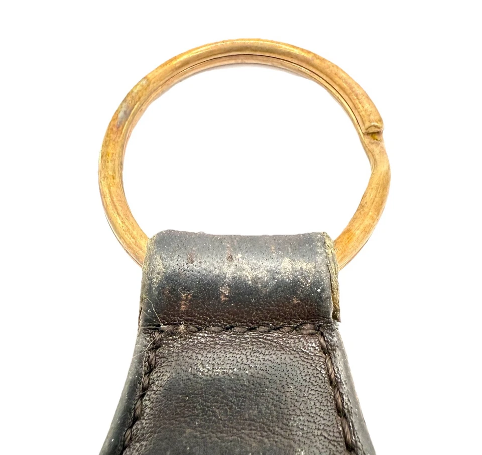 Винтажный тренер брелок классический коричневый кожаный капли кольцо для ключей брелок 1990-х Y2K - Изображение 3 из 4