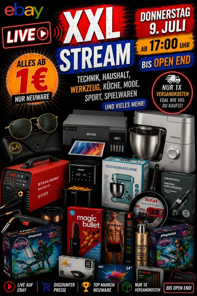 XXL Discounter Baumarkt Restposten Stream 17 Uhr -Open End 9. Juli