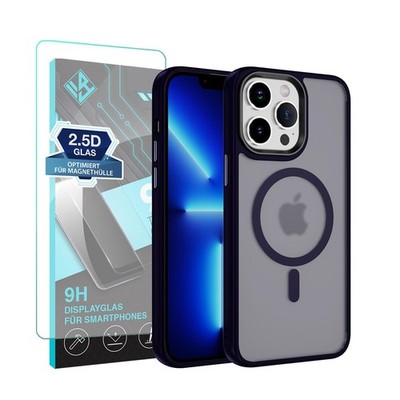 Magsafe Magnet Handy Hülle für Apple iPhone 13 Pro Violett Cover 9H Displayglas