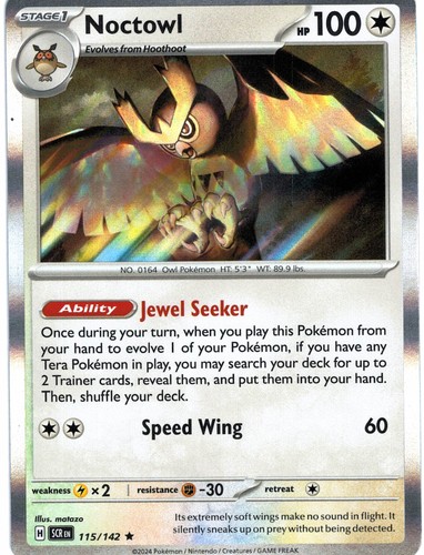 Noctowl 115/142 Rare SV07: Stellar Crown Pokemon Holo Near Mint