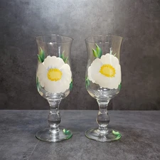 Iced Tea Glasses Wine Glasses Hand Painted Pair
