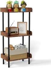 Bookshelf, three-tier bookcase, industrial-style small bookshelf