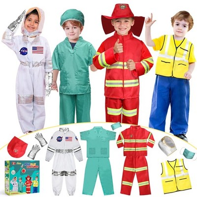 Kids Role Play Dress Up Clothes for 3-8 Years Old Play, 4 Sets 4 Sets Costume