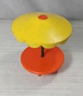 Vintage Fisher Price little people red/yellow umbrella table for 994 Camper
