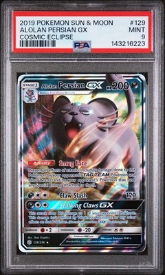 PSA 9 Mint 2019 POKEMON SUN & MOON COSMIC ECLIPSE #129 Alolan