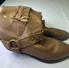 Leather Ankle Boots 6 Western Rodeo Prairie Boho Festival Made In Brazil