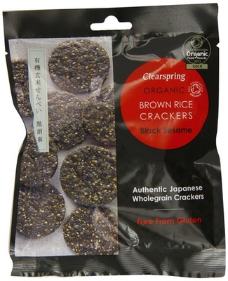Clearspring Bio Brown Rice Cracker - Schwarzer Sesam 40g - 12er Pack