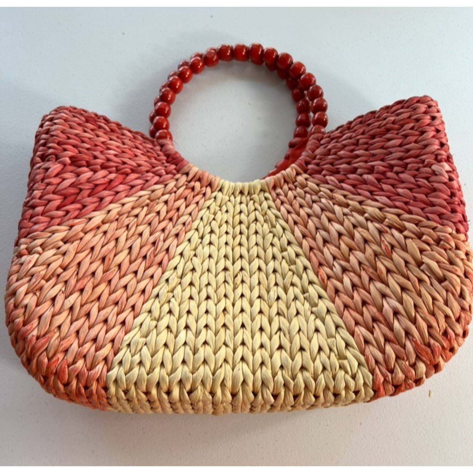 Bolso de playa Judi Flowers para Bonjour Fleurette con cuentas asas de madera forrado