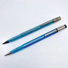 2 Vintage Scripto Classic Transparent Blue Twist Pencils