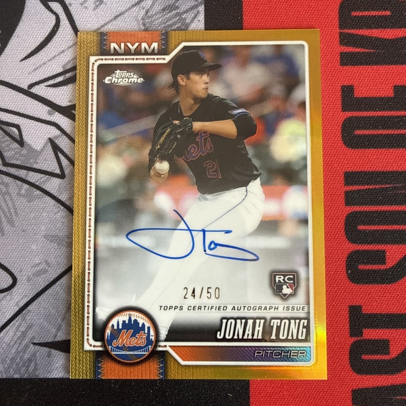 🔥2026 Topps Chrome Jonah Tong RC Auto On Card Gold 09/50 Mets 🔥