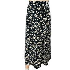 Vintage Skirt Maxi Floral Long Black White Whimsigoth Fairy Modest Extra Small