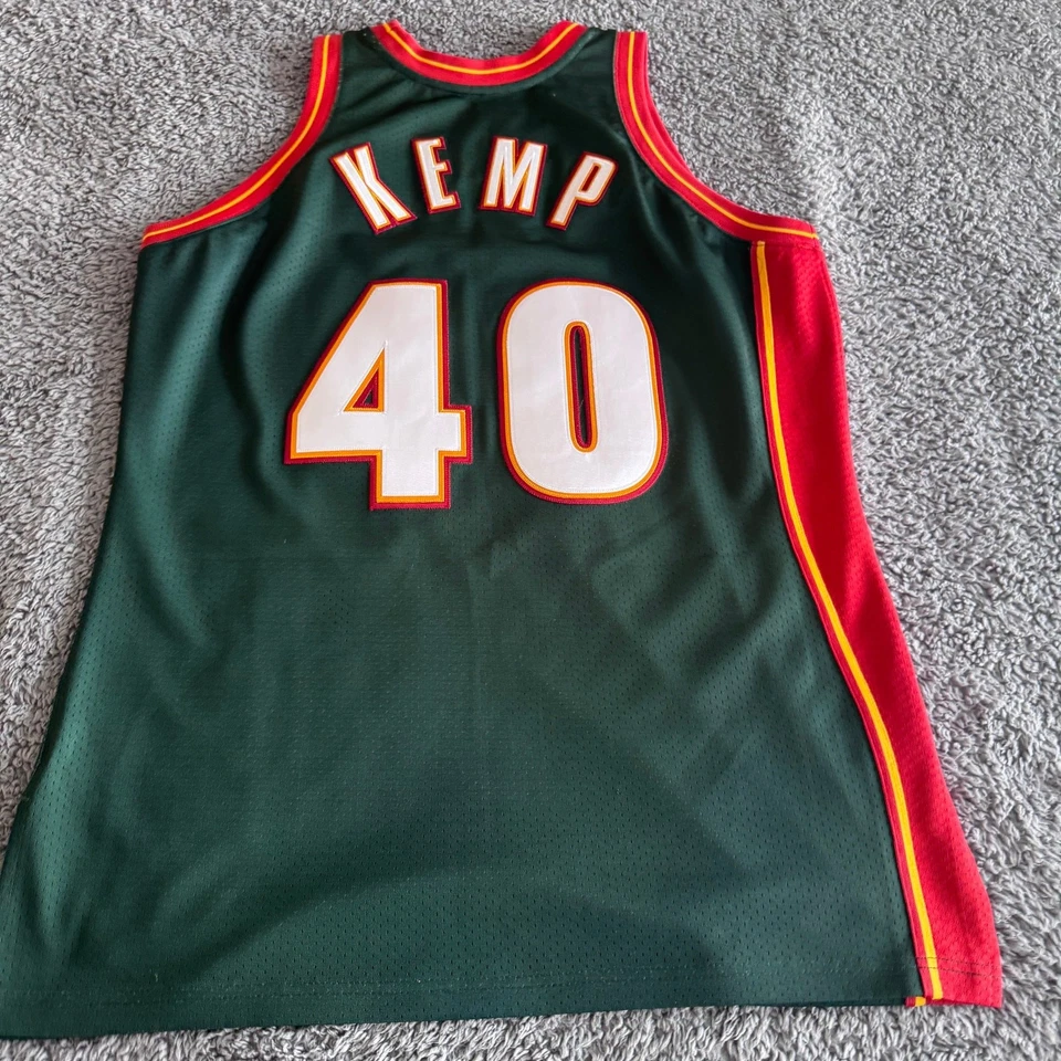 Authentic Mitchell & Ness Shawn Kemp NBA Seattle Supersonics 96 Finals Jersey 44 - Image 2 of 4