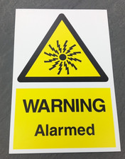 Image of Warning - Alarmed - 1.2mm Rigid PVC - A5 A4 Safety Signs