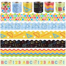 6 Rolls 196.8 Ft Decorative Math Bulletin Board Borders Set   Colorful Classr...