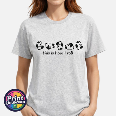 Lustiges Panda T-Shirt So roll ich süß Humor Spruch Tee Unisex S-2XL