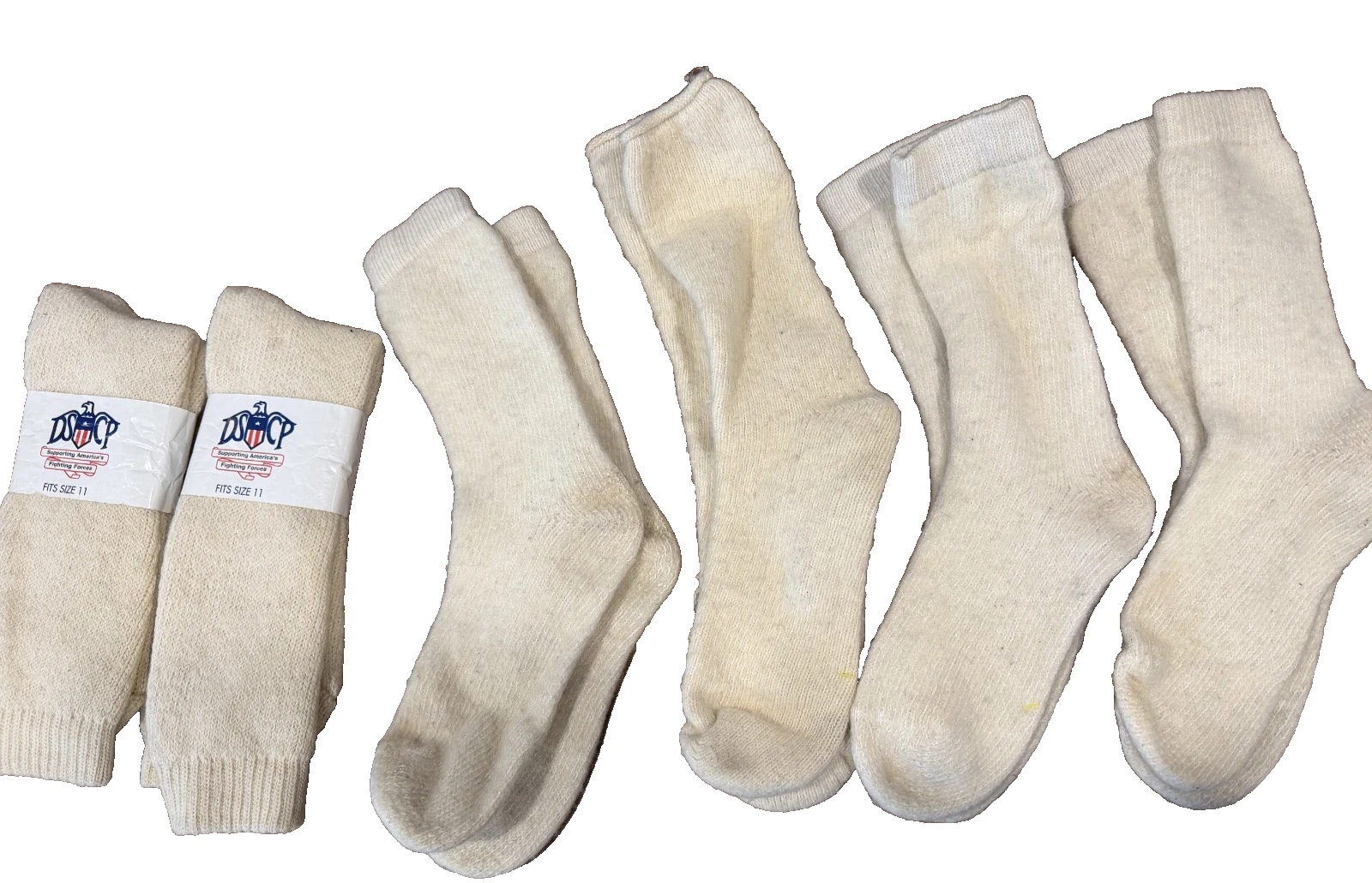 4 DSCP Wool Cotton Socks Men's Size 11 New Cream Color USA 4 UNNAMED WOOL SOCKS