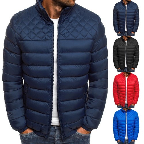 Chaqueta de plumón de algodón parka a cuadros engrosada para hombre para calce ajustado ropa exterior informal