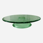 Vintage Depression Green Glass Footed Cheese/Cake Stand 8 3/4”Wx2"H