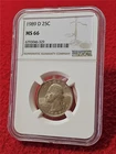 1989-D WASHINGTON QUARTER   NGC MS 66  UNCIRCULATED                     #T0614