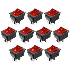 10 PCS KCD4 Rocker Switch 30A 125V/250V AC Large Current ON Off 4 Pins Red