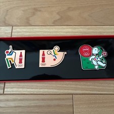 Coca-Cola Olympic Pin Badge Set of 3 with Original Box Worldwide Partner