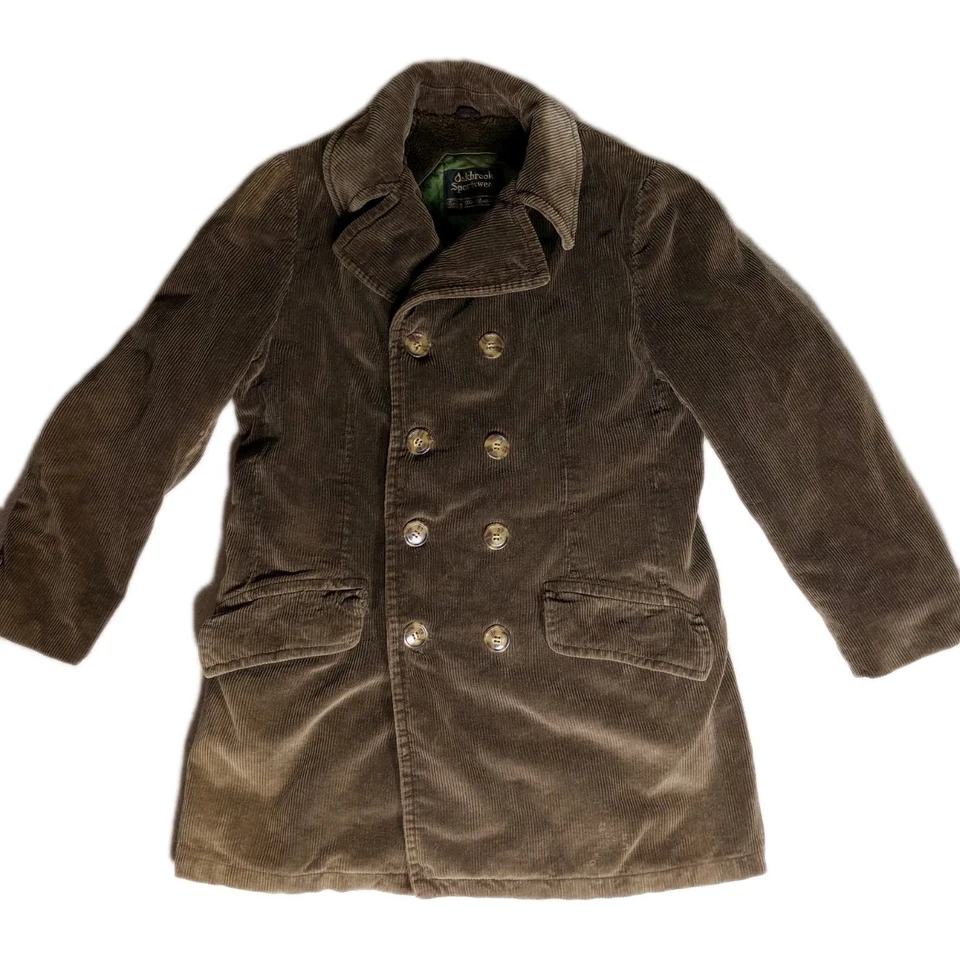 复古 Oakbrook 运动装夹克 38R Sears 灯芯绒外套毛皮双排扣 阅读 — 第 2/4 张图片