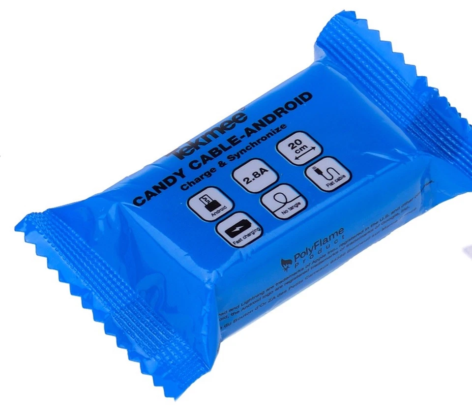 Tekmee Candy Cable Android Charge & Synchronize Micro USB Phone Tablet BLUE - Image 2 of 4