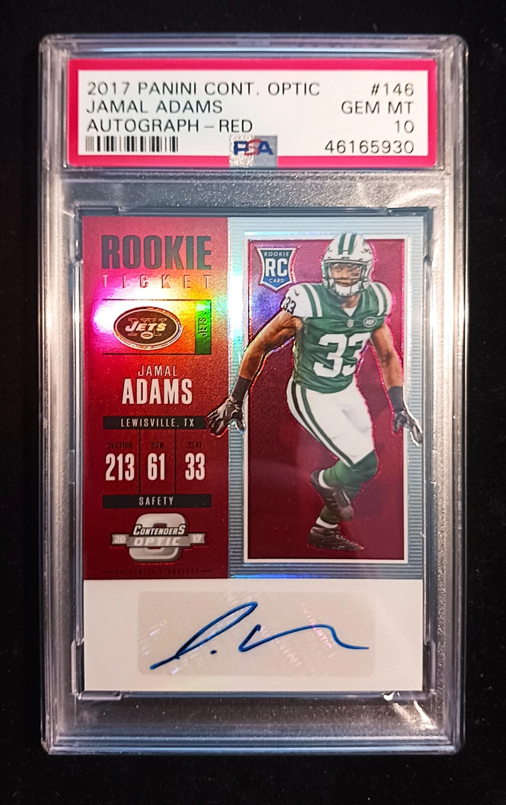 Jamal Adams Panini Contenders Optic #146 Autograph-Red