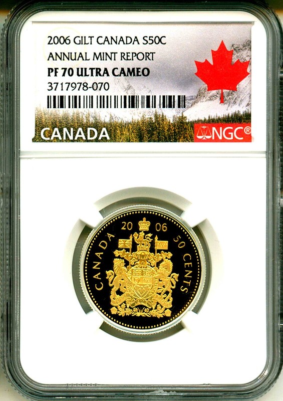 2006 Canada S50c Gilt Coat Of Arms Annual Mint Report Rare NGC PF70 UC