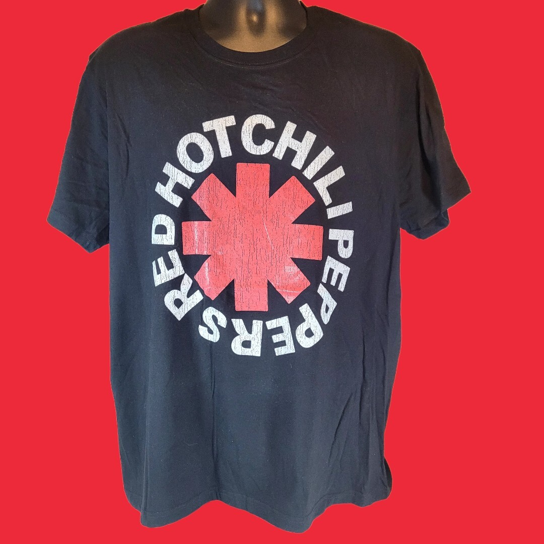 Red Hot Chili Peppers Vintage Logo Black T SHIRT XL Short Sleeve 