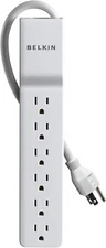 WHITE Belkin 6Outlet Home Office Power Strip Surge Protector 4ft Cord