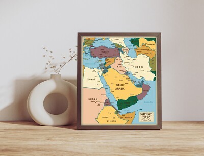 Middle East Political Map Israel Palestine Iran Iraq Turkey Saudi