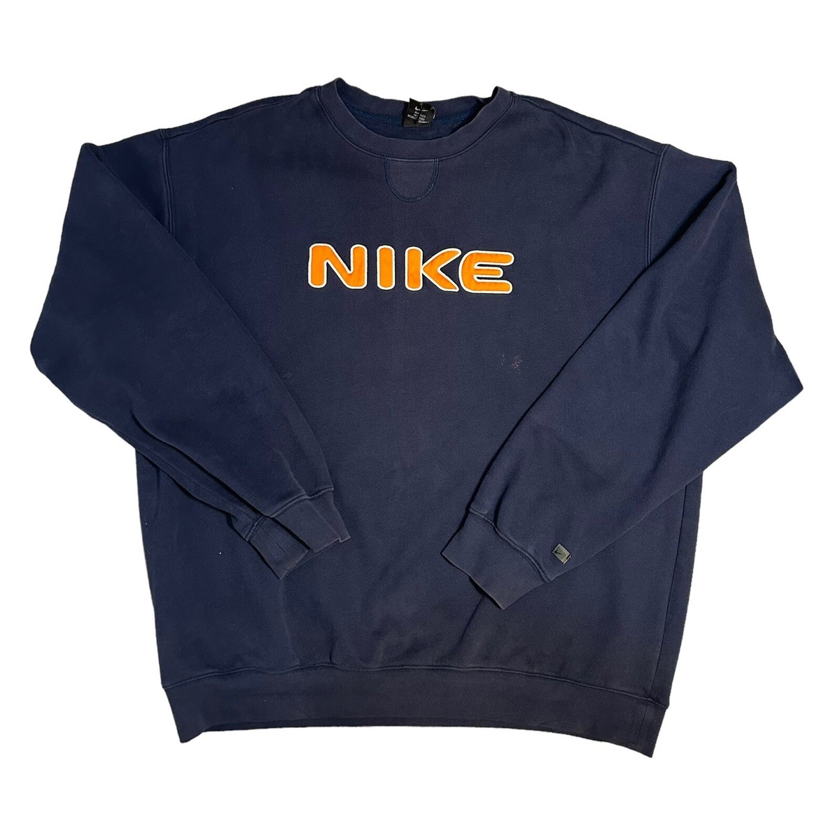Vintage Nike Navy Blue Spell Out Jumper Sweatshirt Embroidered