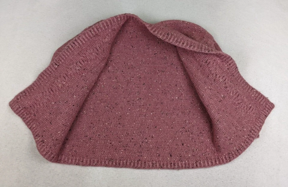 Cárdigan abierto manchado rosa suéter hecho a mano para niña talla M/L ver medidas Foto 4 de 4