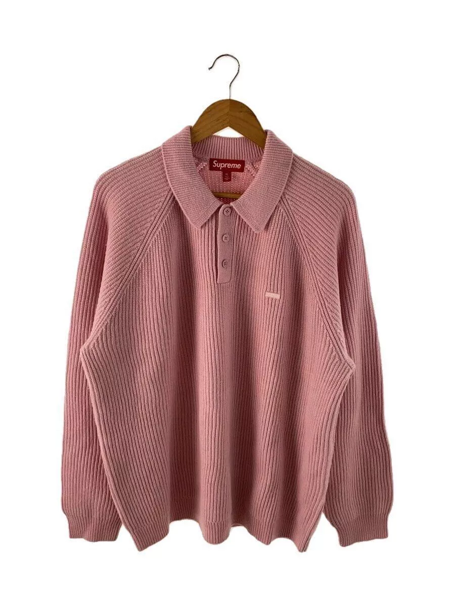 Pull tricot Supreme 24AW petite boîte polo rose (épais XL laine PNK Occasion